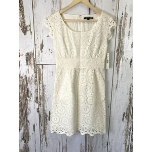 Gianni Bini Cotton Off White Lace Mini Dress
